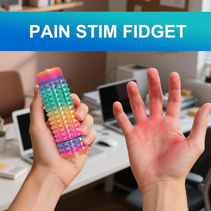 Easter Basket Stuffers 5 in 1 Little Ouchies Fidget Toys Adults, Pain Stim Fidgets with Button Clicks Spinners, Anxiety Relief Sensory Toys,Portable Stress Relief Spiky Fidget Keychain