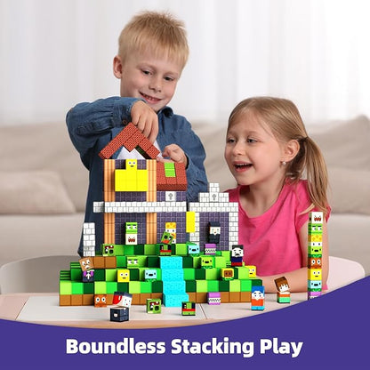 GobiDex 100PCS Magnetic Blocks Game-Based Kid Building Toys for Boys Girls 3+, Build MagWonder World with Zomblock Magnets Cubes, Upgraded STEM Game Sensory Gift for Easter Birthday