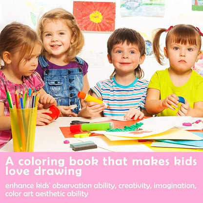 Unicorn Coloring Book Set with Coloring Pages & Colored Pencils, Art Supplies for Kids Ages 4-6-8, Arts Crafts Travel Coloring Kit for Girls 4 5 6 7 8 Year Old Birthday Gift