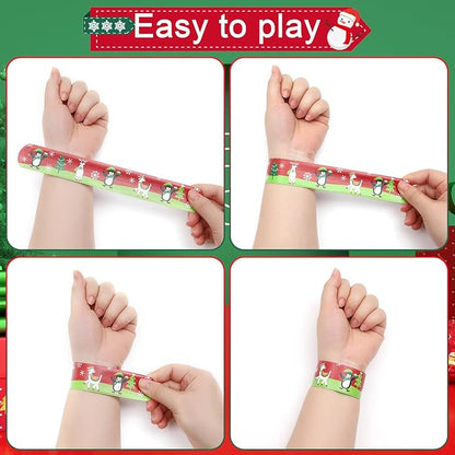 48PCS Christmas Slap Bracelets, Xmas Slap for Christmas Party Favor Decoration