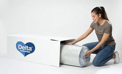 Delta Children Twin Loft Bed with Guardrail and Ladder, White Snooze 6 inch Memory Foam Twin Mattress (Bundle)