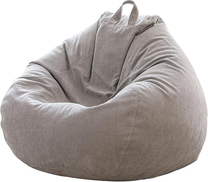 Child Bean Bag Cover(No Filler), Polyester White Bean Bag Cover Stuffable Bean Bag Memory Foam Soft Premium Corduroy Stuffable Bean Bag Plush Toy For Kids,35"*30"*30"