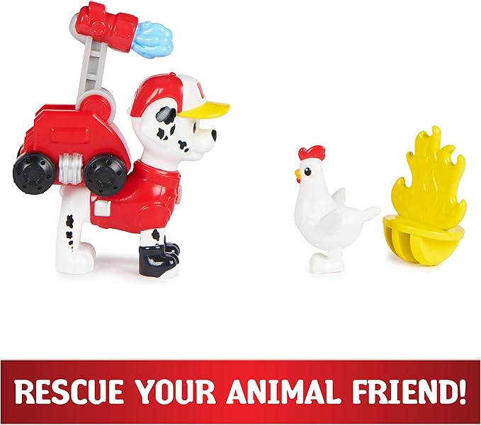 Paw Patrol, Big Truck Pups Marshall Action Figure with Clip-on Rescue Drone, Command Center Pod and Animal Friend Kids Toys Ages 3 and up