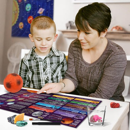 Gemstone Dig Kit, Dig up 15 Rocks & Minerals from Earth Moon Mars, Solar System Planets Geology Science Set, Space Rock Mining Toys for Kids, STEM Gift for Boys & Girls Age 6-8-12