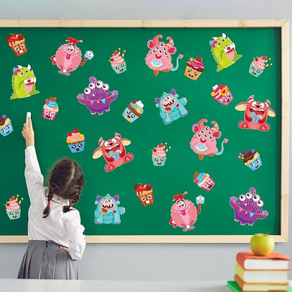 party greeting Valentine's Day Craft Kits DIY Monster Craft for Kids, Make Your Own Monster Ornament Bulk Valentine's Day Monster Paper Decorative Kit for Preschool Home Class Game Activities