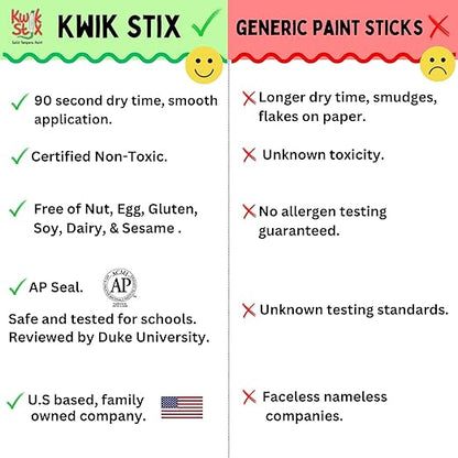 Kwik Stix Solid Tempera Paint Sticks, 96 Colors, Washable Paint Sticks for Kids, Super Quick Drying, Non-Toxic, Allergen Free, Paint Sticks Class Pack in Assorted Classic Colors, Paint for Kids and Toddlers