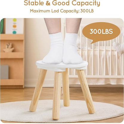 Beright Wooden Step Stool for Kids, Children's Stool Perfect Matched Sensory Table, 9 Inch Sturdy Sitting Stool with Assembled Four-Legged, 2 Pack