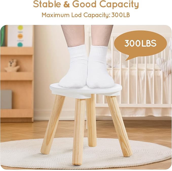 Beright Wooden Step Stool for Kids, Children's Stool Perfect Matched Sensory Table, 9 Inch Sturdy Sitting Stool with Assembled Four-Legged, 1 Pack