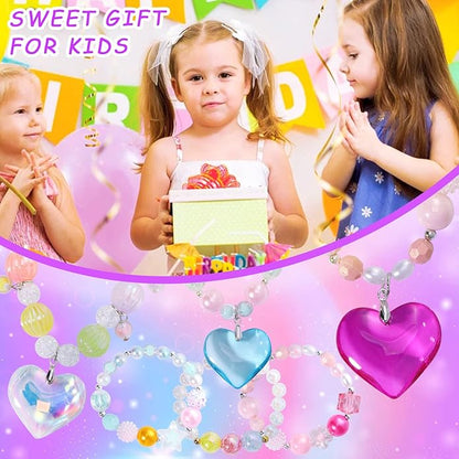 PinkSheep Toddler Jewelry Kids Jewelry Kids Necklace Choker and Bracelet 3 Pack 9pcs, Little Girls Jewelry In Box, Flower Girl Gift Kids Girls Accessories