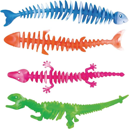 GEDDES Raymond Prehistoric Silicone Sensory Bracelet (Set of 24) - Silicone Animals Noodle Toy Bracelets in 4 Fun Shapes