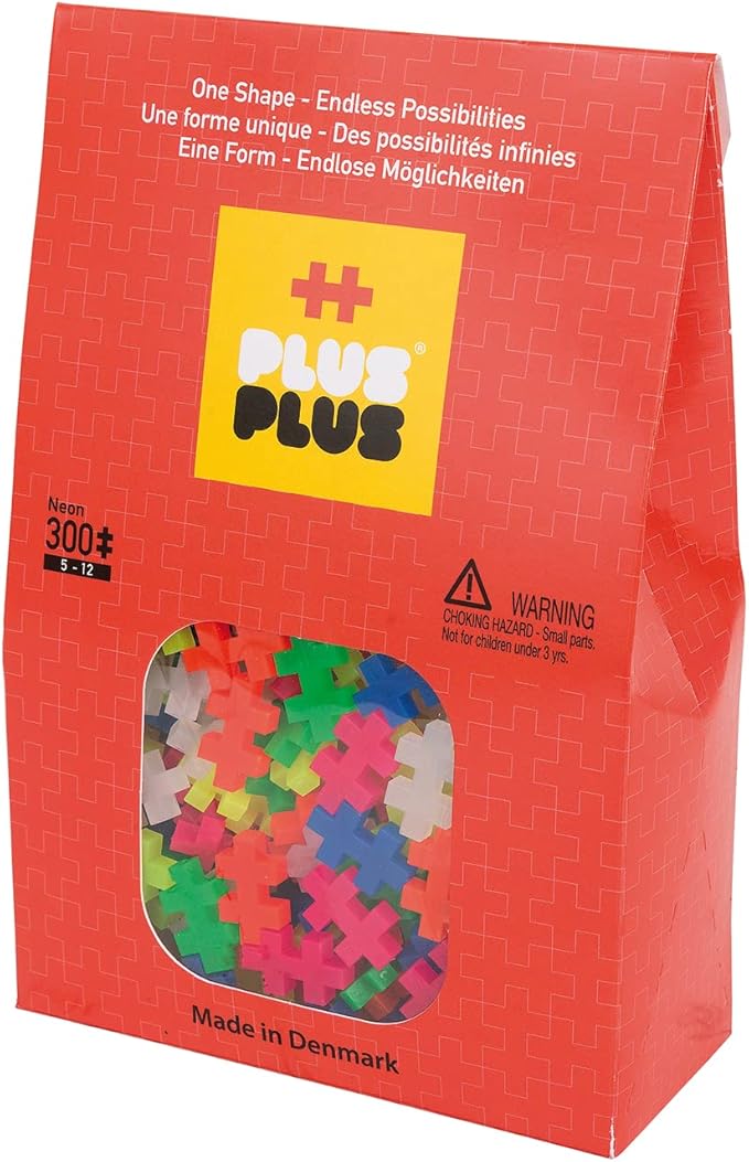 PLUS PLUS – Neon Mix - 300 Piece, Construction Building Stem/Steam Toy, Mini Puzzle Blocks for Kids