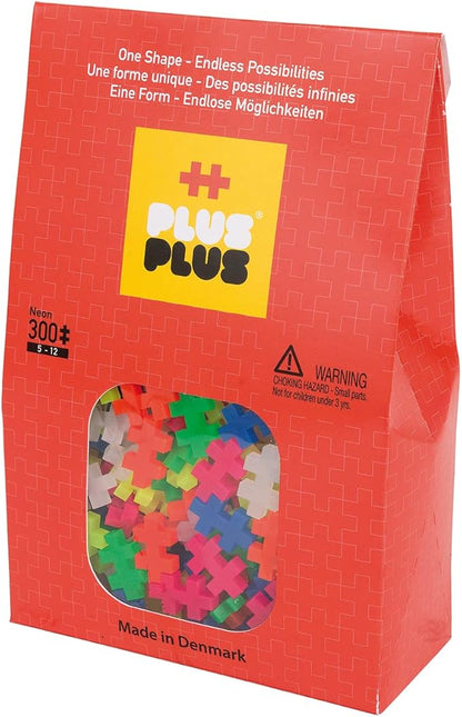 PLUS PLUS – Neon Mix - 300 Piece, Construction Building Stem/Steam Toy, Mini Puzzle Blocks for Kids