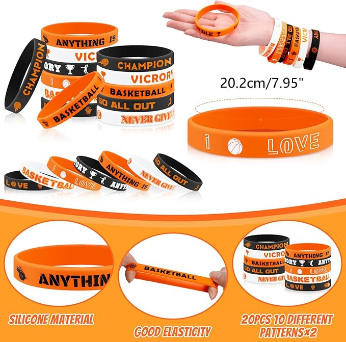 110 Pcs Basketball Party Favors Drawstring Backpack with Keychains Silicone Bracelets Stickers for Sports Birthday Supplies Goodie Bags Basketball Themed Gifts