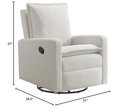Oxford Baby Uptown Upholstered Swivel Glider and Recliner Nursery Chair, Boucle White