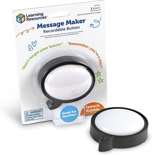 Learning Resources Message Maker Recordable Button, Social Emotional Learning Toys, Kids Easter Basket Stuffers,1 Piece