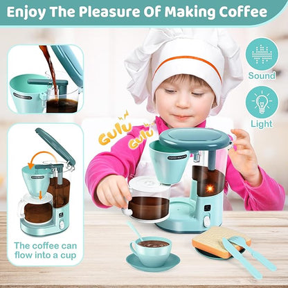 Shemira Play Kitchen Accessories, Pretend Play Kitchen Appliances Toy Set with Coffee Maker, Blender, Mixer, Toaster, Toys for 3 4 5 6 7 8 Year Old, Birthday Gifts for Kids Age 3-5 4-6 6-8 Girls