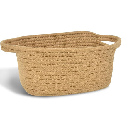 ABenkle Small Storage Basket, Mini Cotton Rope Woven Basket, Cute Boho Decorative Toy Storage Bin