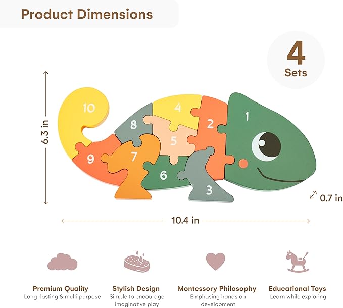 Childlike Behavior Wooden Puzzles for Toddlers 1-3 - Baby Puzzles - Multi Wood Animals Puzzle for Children - Educational Trolls Puzzles - Kid Kraft Wooden Animal Puzzle for Learning