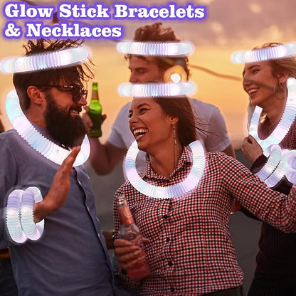 12 PCS White Glow Sticks Valentines Day Party Favors for Kids, LED Light Up Necklaces Bracelets Accessories for Toddlers, Glow Birthday Mardi Gras Party Supplies Decorations for Boys Girls