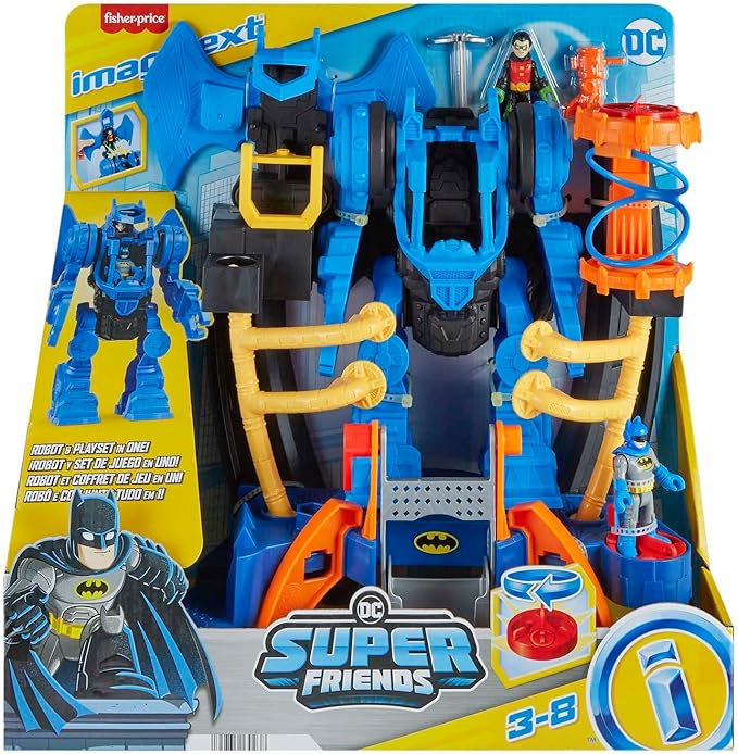 Fisher-Price Imaginext DC Super Friends Batman Toy, Robo Command Center Playset & Figures, Detachable 10-inch Robot for Kids Ages 3+ Years