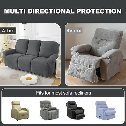 NORTHERN BROTHERS Recliner Sofa Covers 3 Seater, Reclining Sofa Cover 3 Seater, Couch Covers for Reclining Sofa, Couch Cover for Recliner Sofa 3 Seat, Recliner Sofa Covers, Dark Gray