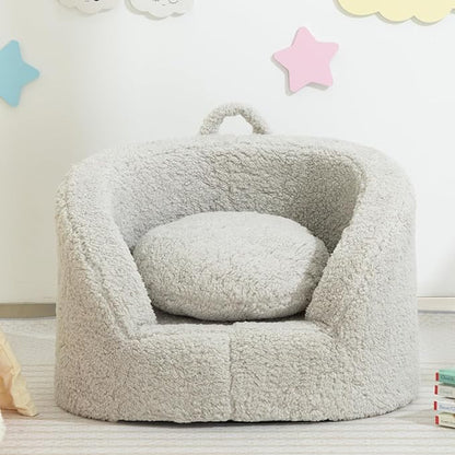 ALIMORDEN Snug-Arch Toddler Couch, Comfy Foam Baby Chair, Ergonomic Toddler Chair with a Snug Embrace Design for Boys and Girls, Light Grey