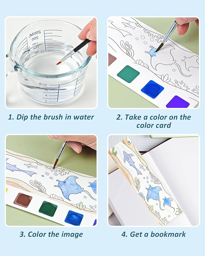 Vileafy 20 Under The Sea Party Favors for Kids Ages 4-8, Pockage Watercolor Painting Book -Paint with Water Mini Coloring Book for Art Party Favors (Sea Animals)