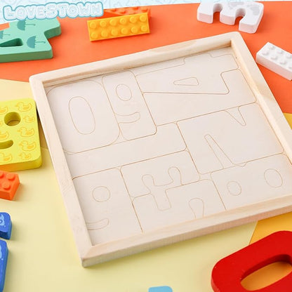 LovesTown 10PCS Stacking Puzzles, Wooden Number Chunky Jigsaw Puzzles Educational Toy for Kids