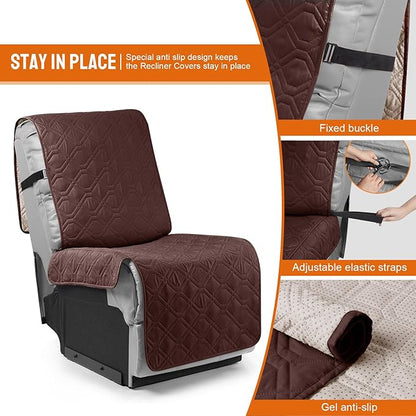 VANSOFY Waterproof Additional Seat Cover for Reclining Couch Covers Seat Slipcover for Recliner Sofa Covers(Coffee)