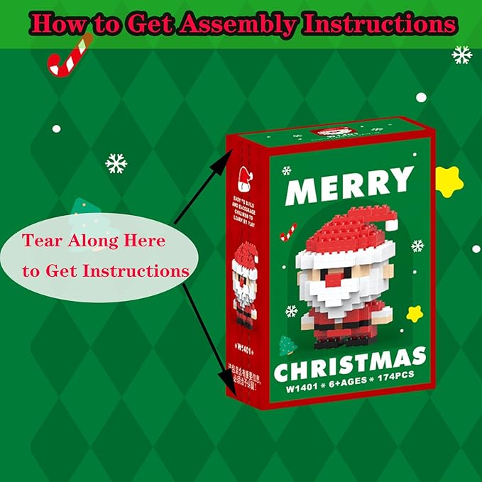 Christmas Santa Building Blocks Set Compatible with Lego Advent Calendar 2024 Stacking New Toys Holiday Present Box New Year Xmas Gifts for Kids for Boys & Girls and Adults