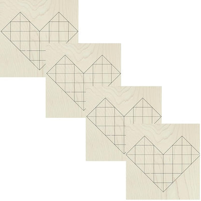 Mini Unfinished Barn Quilt Square Wooden Sign, Small Country Decor Canvas Quilts Blocks Bulk Set of 4 (3 inches, Heart) AVTRBoutique