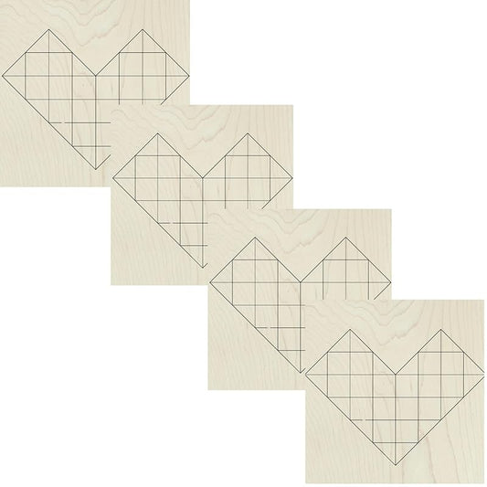 Mini Unfinished Barn Quilt Square Wooden Sign, Small Country Decor Canvas Quilts Blocks Bulk Set of 4 (3 inches, Heart) AVTRBoutique