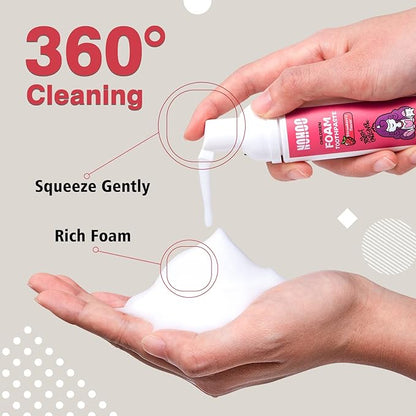 NOHOO Kids Foam Toothpaste with Fruit Flavor,Fluoride Free Natural Formul, Foam Toothpaste for Electric Toothbrush,Suitable for Toddler's Oral Cleaning and Cavity Prevention (2Strawberry+2Cantaloupe)