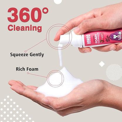 NOHOO Kids Foam Toothpaste with Fruit Flavor,Fluoride Free Natural Formul, Foam Toothpaste for Electric Toothbrush,Suitable for Toddler's Oral Cleaning and Cavity Prevention (2PCS Strawberry)