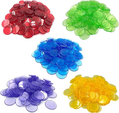 Yuanhe 500 Pieces 3/4 Inch Transparent Counting Chips for Bingo Game, Party, Classroom, Game Night - Mixed Color