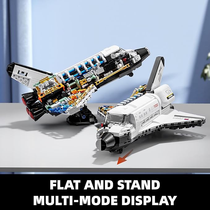TYCOLE City Space Shuttle Building Toy Set -Translucent Classic Spaceship Building Block Kit with Stretchable Satellite Model,Home or Office Decor,Christmas Birthday Gift for Adults&Kids 8-12 (536PCS)