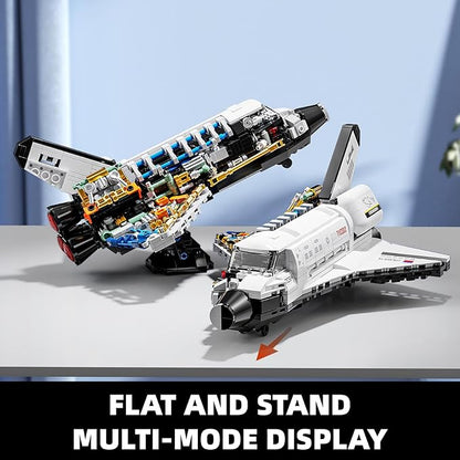 TYCOLE City Space Shuttle Building Toy Set -Translucent Classic Spaceship Building Block Kit with Stretchable Satellite Model,Home or Office Decor,Christmas Birthday Gift for Adults&Kids 8-12 (536PCS)