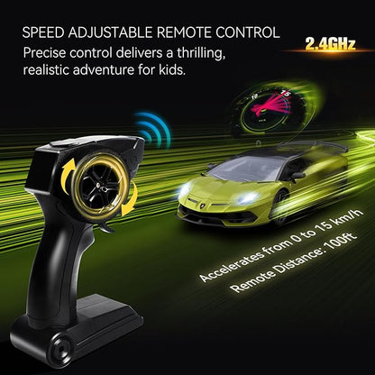 Lamborghini Remote Control Car, Officially Licensed 1:14 Lambo RC Car for Boys Girls Birthday Gift, Green Toys for 3 4 5 Years Old（Green）
