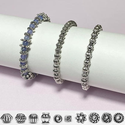 Silver Spacer Beads for Jewelry Making Supplies Flat Beads for Bracelets Small Seed Beads for Necklace Earring 500pcs Bead Bracelet Making Kit Metal Beads Bulk Tibetan Silver Jewelry Set