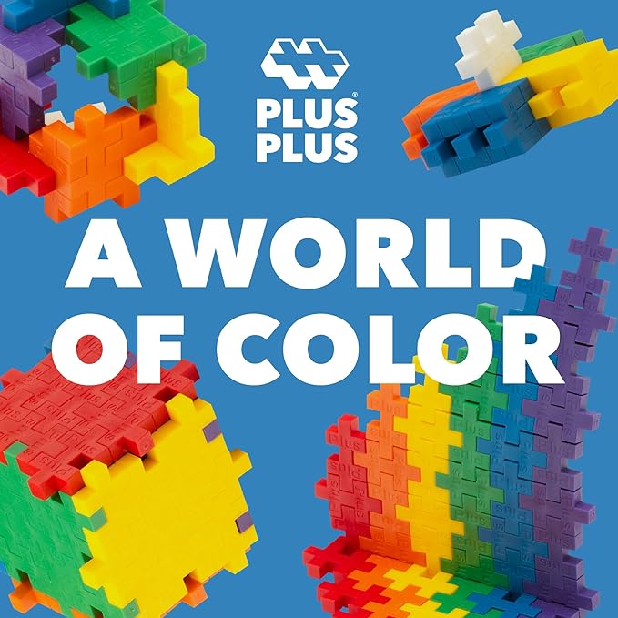 PLUS PLUS 240 Piece Interlocking Building Blocks for Kids, Open Ended Connecting Toys, STEM Bin Classroom Mini Manipulatives - Basic Mix Play Tube