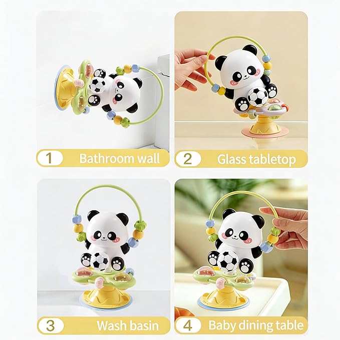 Baby Musical Toy, Panda Suction Cup High Chair Table Soother, Grip and Spin Toy, Interactive Development, Suitable for 10-36 Months, Baby Gift, Excellent Birthday Present Choice