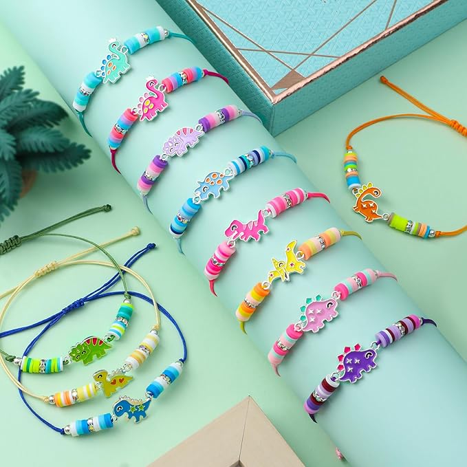 12 Pcs Kids Bracelet for Girls Toddler Jewelry Dinosaur Party Favors Supplies Friendship Bracelets Adjustable Pretend Play Boy Princess Dino Goodie Bag Classroom Reward