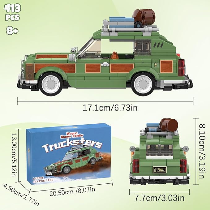 National Vacation Wagon Queen Truckster Building Set Compatible with Lego, Family Station Wagon Model Building Toys for Movie Fans, 413 Pcs Holiday Camper Toy Kit, Creative Gift for Kid Boy 8-14