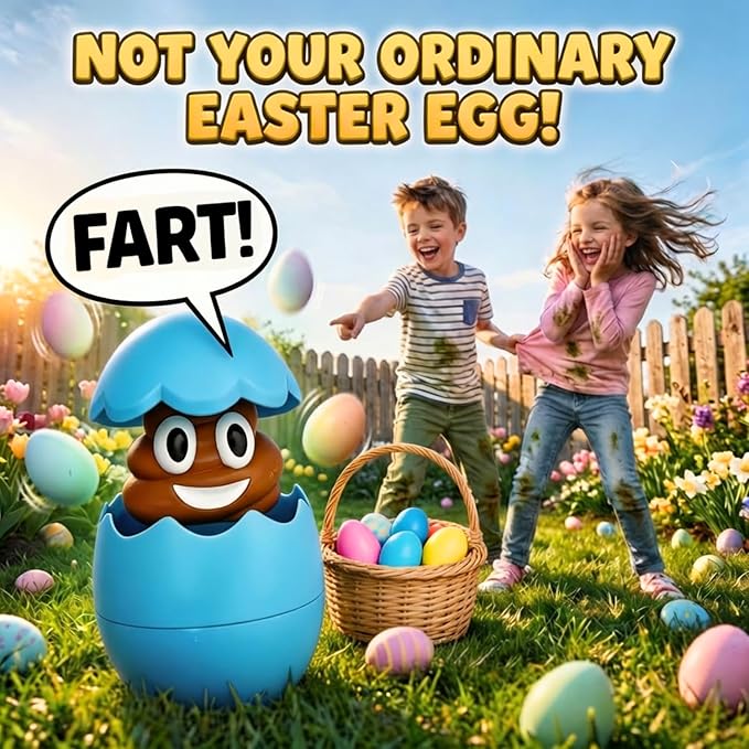 Egg Pops Talking Easter Egg Toy - Figure Pops Up & Plays Sounds, Easter Basket Stuffers for Teens - Interactive Kids Toys or Funny Gag Gifts for Teens, Cute Collectible Spring Character (Farting Blue)