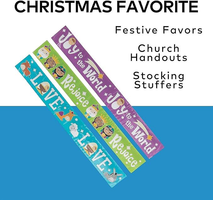Fun Express Nativity Slap Bracelet Assortment for Kids - 12 Pieces - Religious Christmas Supplies, Sunday School Handouts