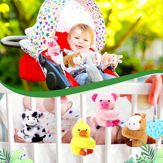 6 Pack Stuffed Animal Slap Bracelets Plush Animal Snap Bracelets Cute Wrist Slap Band Toy Wrist Animals Wrist Pets Slap Bracelet Wrist Toy for Kids Boys Girls Birthday Gifts Party Favors