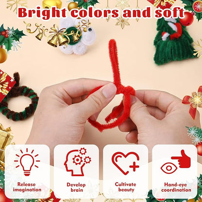 LOKUNN Pipe Cleaners, 200 Pcs White Pipe Cleaners Craft Set, Solid Color Chenille Stems, DIY Arts and Crafts with Adhesive Eyes and Storage Box, Christmas Halloween Decoration Art Supplies
