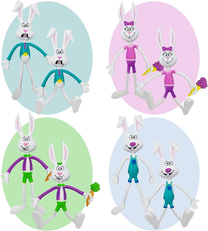 ArtCreativity Bendable Easter Bunny Figurines, Set of 8, Easter Toys for Kids with 4 Colorful Designs, Easter Basket Stuffers for Toddlers, Stress Relief Fidget Toys for Kids, Great Gift for All Ages
