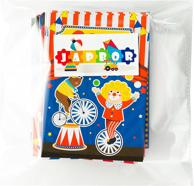 JAPBOR Carnival Activity Coloring Books - 48PCS Mini Circus Carnivals Activities Color Books Bulk for Kids Party Favors, Showman Themed Small Colouring Pages for Birthday Class Drawing Painting Game