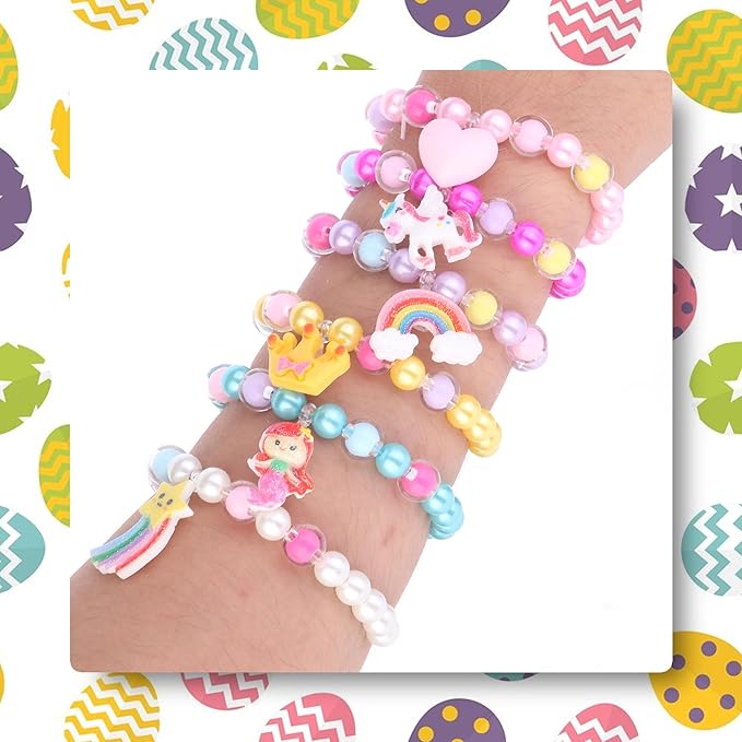 xutengy 12Pcs Easter Egg Fillers Beaded Bracelets，Surprise Easter Egg Toy for Boys Girls Toddlers Easter Basket Stuffers Gifts Party Favors Gifts